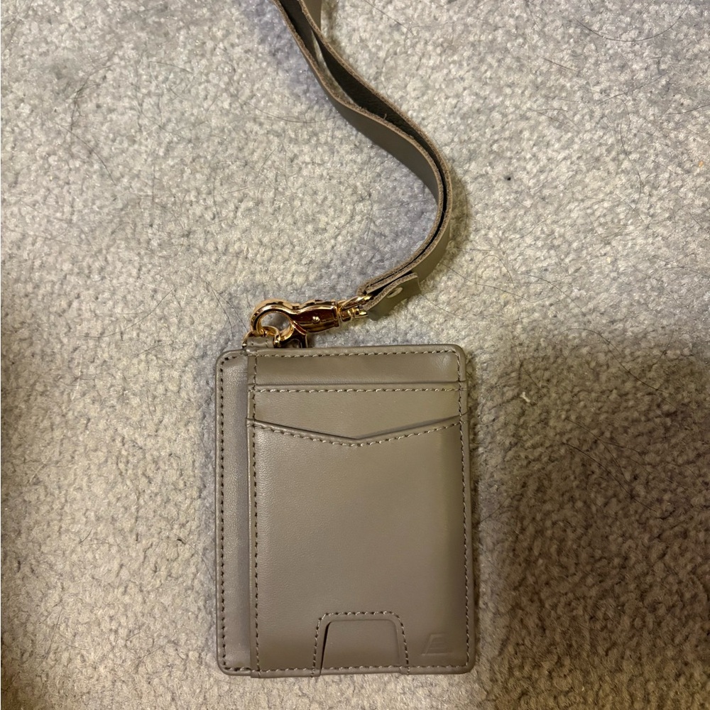 Gray Leather Key & Card Holder